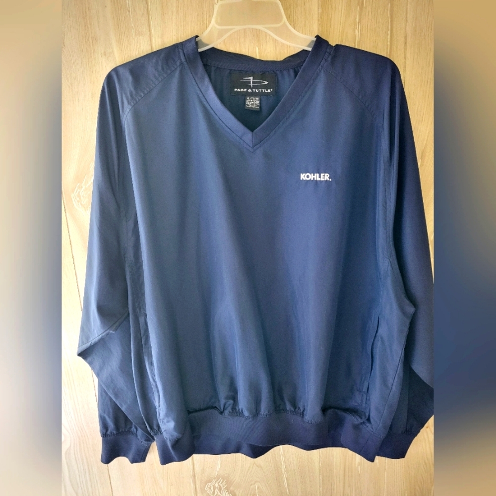 Kohler Brand long sleeved windbreaker with pockets and v-neck in navy blue